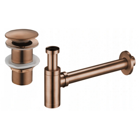 Mexen round washbasin siphon with a click-clack plug, without overflow, Rose gold - 7991050-60