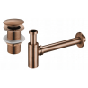 Mexen round washbasin siphon with a click-clack plug, without overflow, Rose gold - 7991050-60