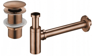 Mexen round washbasin siphon with a click-clack plug, without overflow, Rose gold - 7991050-60