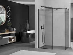 Mexen Kioto Walk-in Shower Wall 100 x 70 cm, black pattern, black - 800-100-202-70-70-070