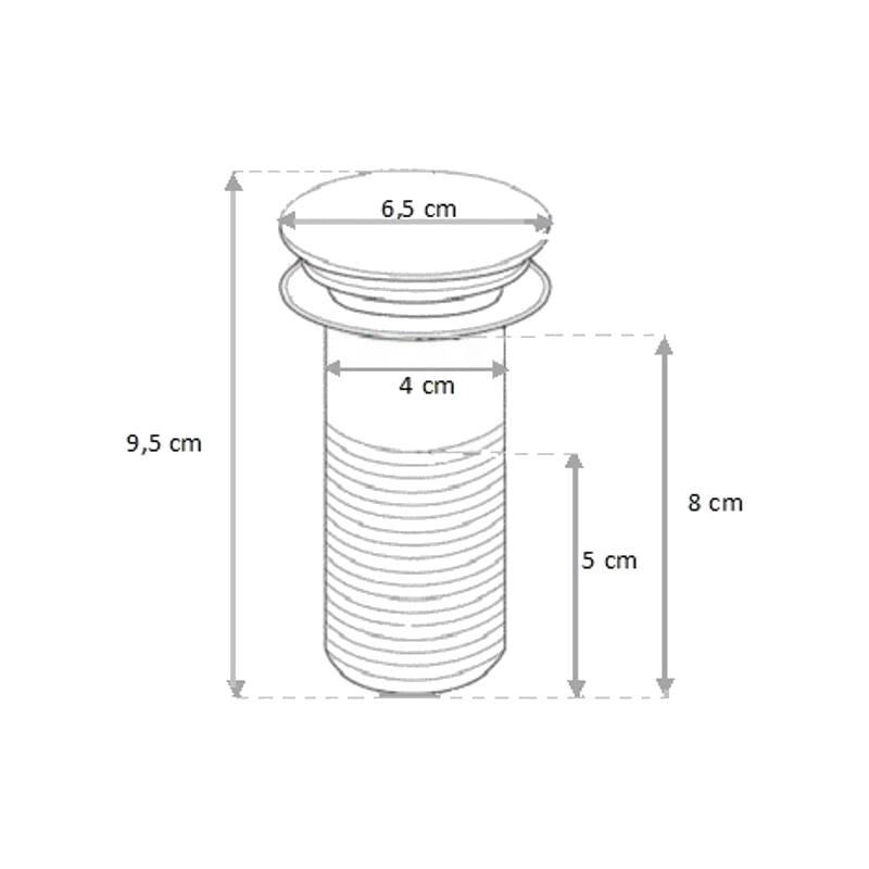 Mexen round half-basin siphon with click-clack plug, no overflow, black - 7991050-70