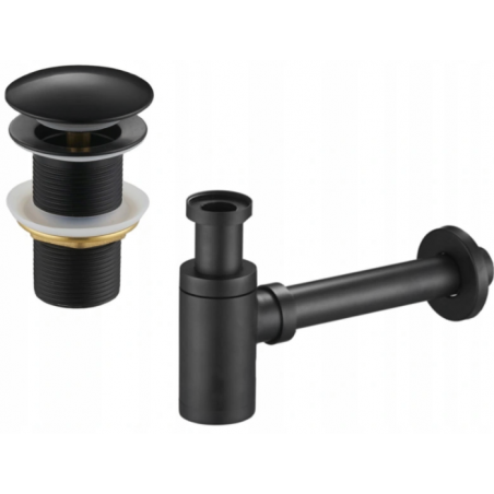 Mexen round washbasin bottle trap with click-clack plug, without overflow, black - 7991050-70