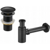 Mexen round washbasin bottle trap with click-clack plug, without overflow, black - 7991050-70
