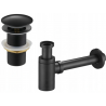 Mexen round washbasin siphon with a click-clack plug, without overflow, Black - 7991050-70