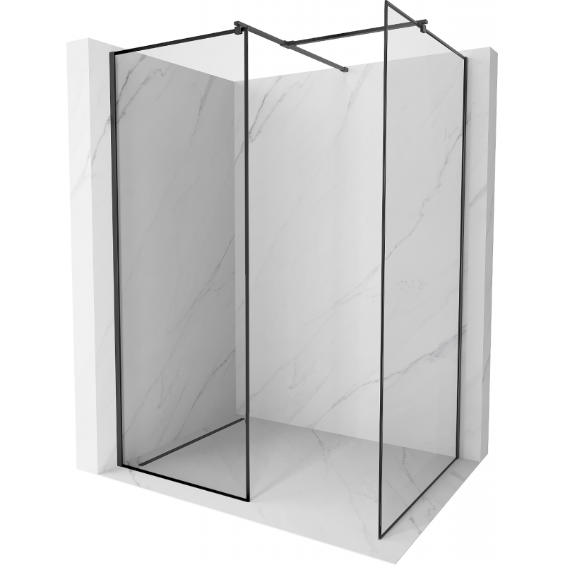 Mexen Kioto Walk-in Shower Wall 110 x 80 cm, Black Frame, Black - 800-110-202-70-70-080