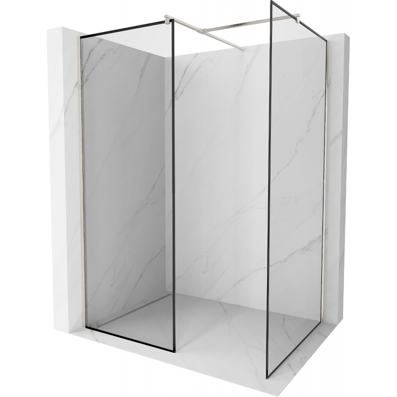 Mexen Kioto Walk-in Shower Wall 70 x 70 cm, Black Pattern, Brushed Nickel - 800-070-202-97-70-070