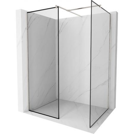 Mexen Kioto Walk-in Shower Wall 100 x 70 cm, Black Pattern, Brushed Nickel - 800-100-202-97-70-070