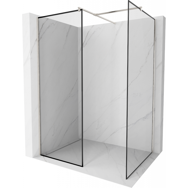 Mexen Kioto Walk-in Shower Screen 120 x 80 cm, Black Frame, Brushed Nickel - 800-120-202-97-70-080