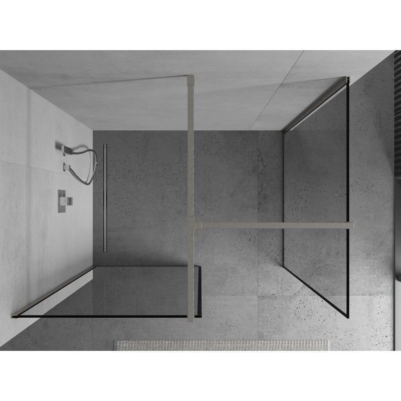 Mexen Kioto shower wall Walk-in 160 x 80 cm, black frame, brushed nickel - 800-160-202-97-70-080