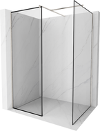 Mexen Kioto Walk-in Shower Wall 100 x 100 cm, black frame, brushed nickel - 800-100-202-97-70-100