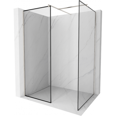Mexen Kioto Walk-in Shower Wall 130 x 110 cm, Black Pattern, Brushed Nickel - 800-130-202-97-70-110