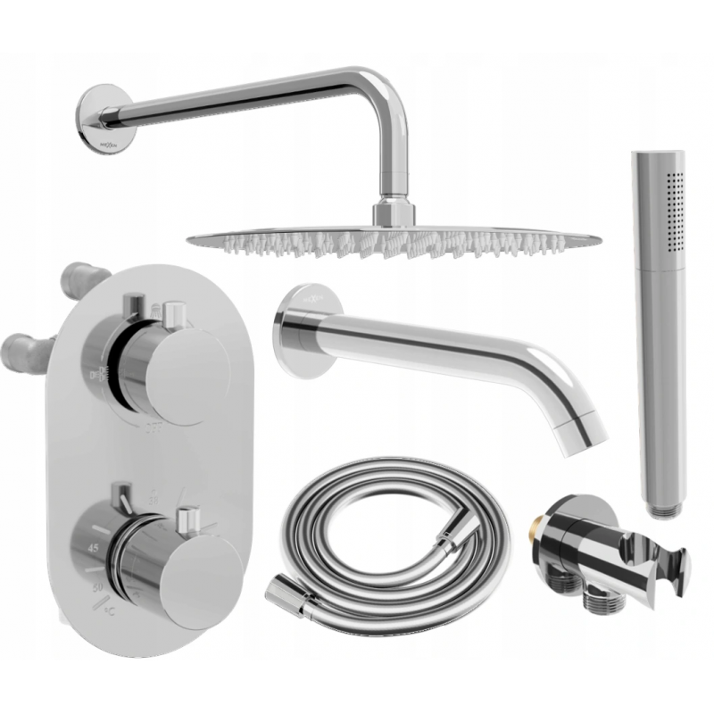 Mexen Kai DR70 flush-mount shower and bath set with a rainmaker 25 cm, Chrome - 77602DR70251-00