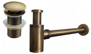 Mexen round washbasin bottle trap with click-clack plug, without overflow, antique bronze - 7991050-30