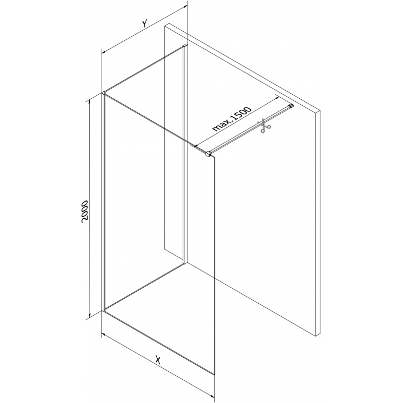 Mexen Kioto Walk-in Shower Wall 140 x 75 cm, transparent, gold - 800-140-212-50-00-075