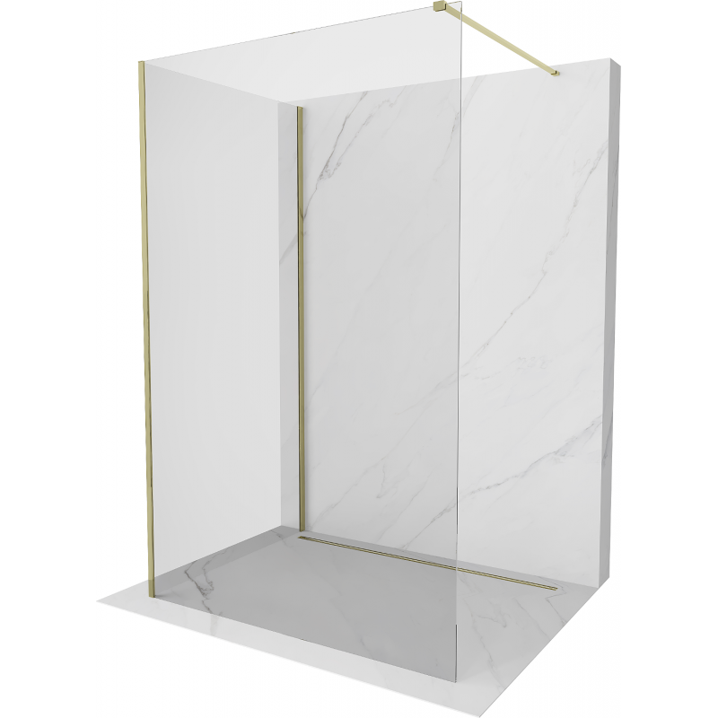 Mexen Kioto Walk-in Shower Wall 135 x 80 cm, Transparent, Gold - 800-135-212-50-00-080