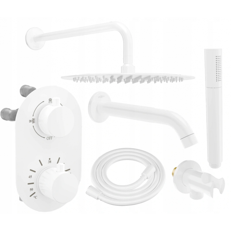 Mexen Kai DR70 built-in bath-shower set with 25 cm shower head, white - 77602DR70251-20