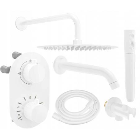 Mexen Kai DR70 Concealed Bathtub-Shower Set with 25 cm Rain Shower, White - 77602DR70251-20