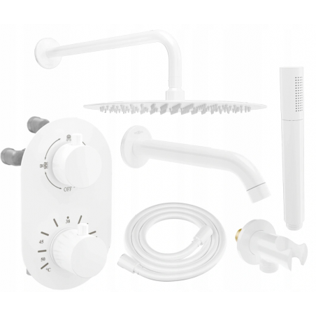 Mexen Kai DR70 flush-mount shower and bath set with a rainmaker 25 cm, White - 77602DR70251-20