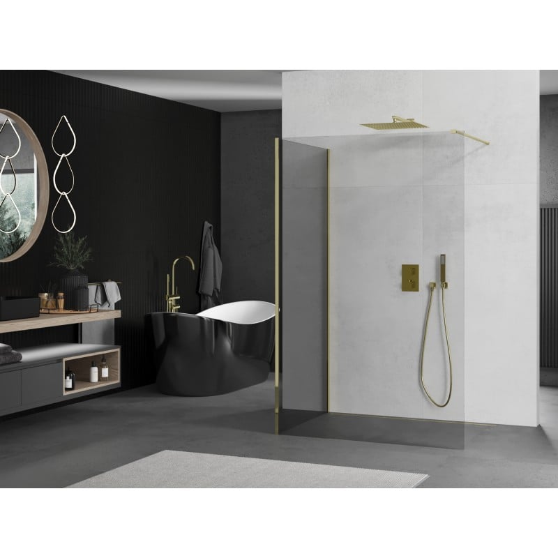 Mexen Kioto Walk-in Shower Wall 110 x 90 cm, transparent, gold - 800-110-212-50-00-090
