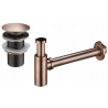 Mexen Round Sink Bottle Trap with Click-Clack Plug, Without Overflow, Antique Copper - 7991050-45
