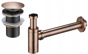 Mexen Round Sink Bottle Trap with Click-Clack Plug, Without Overflow, Antique Copper - 7991050-45