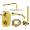Mexen Kai DR70 flush-mount shower and bath set with a rainmaker 25 cm, Gold - 77602DR70251-50