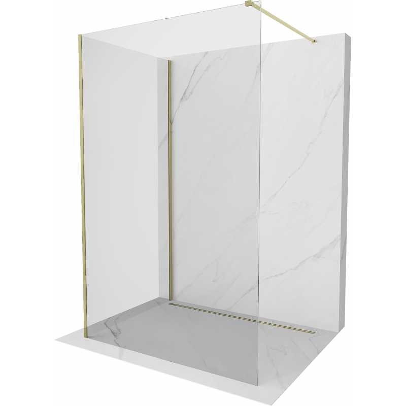 Mexen Kioto Walk-in Shower Wall 140 x 110 cm, Transparent, Gold - 800-140-212-50-00-110