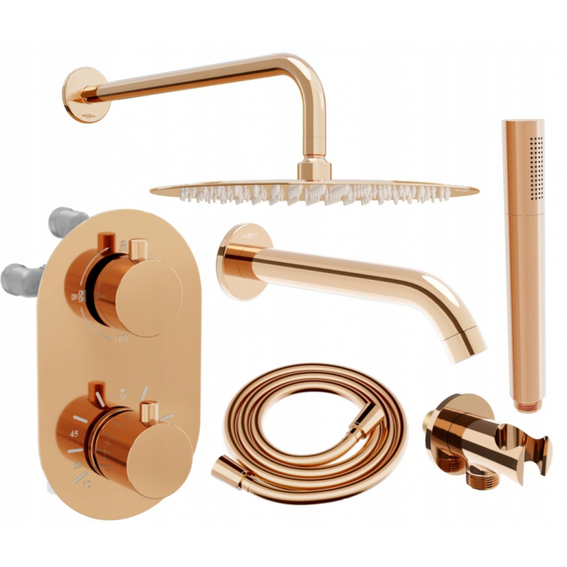 Mexen Kai DR70 built-in bath and shower set with 25 cm shower head, rose gold - 77602DR70251-60