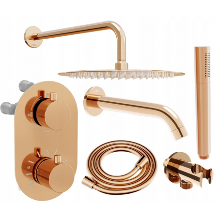Mexen Kai DR70 concealed bathtub-shower set with 25 cm showerhead, rose gold - 77602DR70251-60
