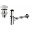 Mexen round basin bottle trap with ceramic click-clack plug, no overflow, chrome/white - 7991050-02