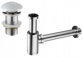 Mexen round washbasin siphon with a ceramic click-clack plug, without overflow, Chrome/White - 7991050-02