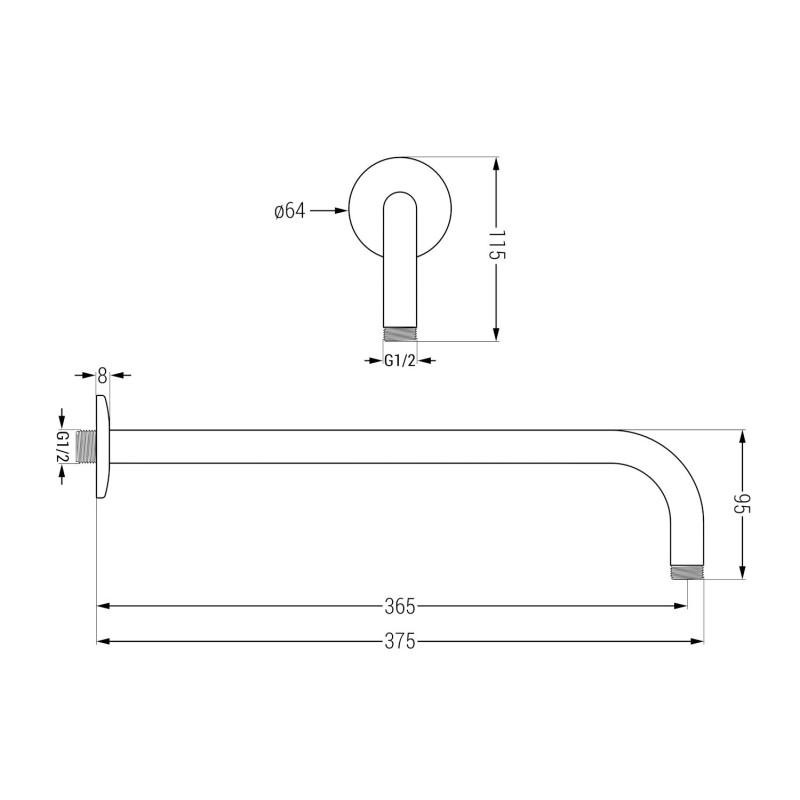 Mexen Kai DR70 Recessed Bathtub-Shower Set with 25 cm Rain Showerhead, Brushed Gun Gray - 77602DR70251-66