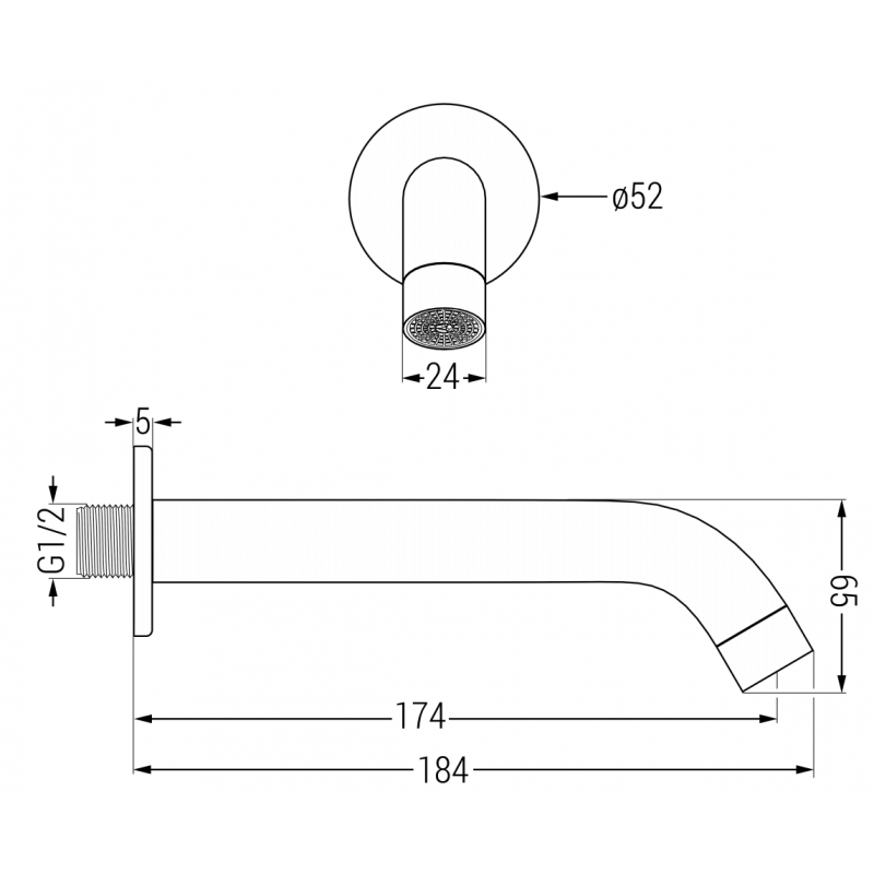 Mexen Kai DR70 concealed bath-shower set with 25 cm shower head, graphite - 77602DR70251-66