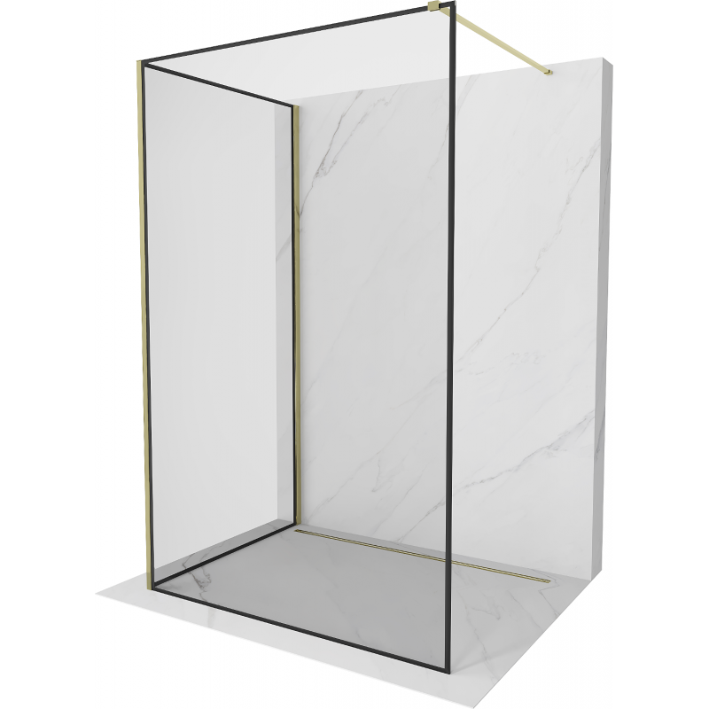 Mexen Kioto Walk-in Shower Wall 110 x 70 cm, Black Pattern, Gold - 800-110-212-50-70-070