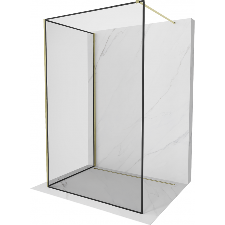 Mexen Kioto Walk-in Shower Wall 110 x 70 cm, Black Pattern, Gold - 800-110-212-50-70-070