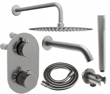 Mexen Kai DR70 flush-mount shower and bath set with a rainmaker 25 cm, Graphite - 77602DR70251-66