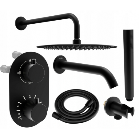 Mexen Kai DR70 flush-mount shower and bath set with a rainmaker 25 cm, Black - 77602DR70251-70