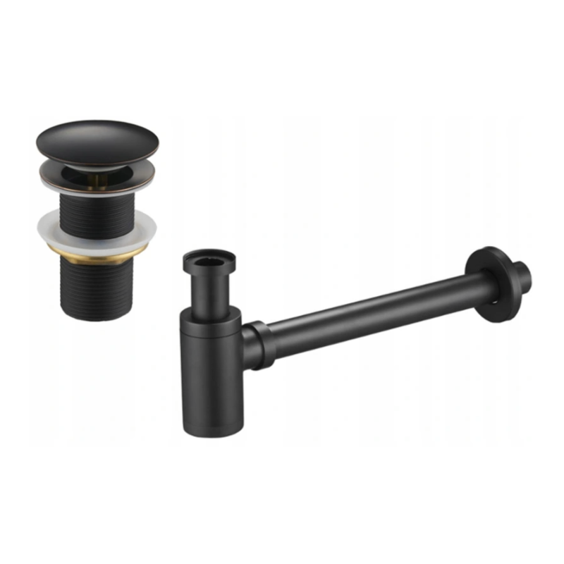 Mexen round washbasin bottle trap with click-clack plug, without overflow, antique black - 7991050-79