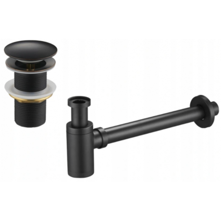 Mexen round washbasin siphon with a click-clack plug, without overflow, Antique black - 7991050-79