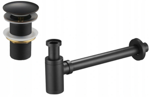 Mexen round washbasin siphon with a click-clack plug, without overflow, Antique black - 7991050-79