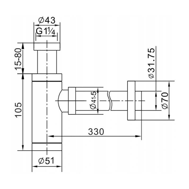 Mexen half-siphon round basin with click-clack plug, without overflow, chrome - 7991050-00