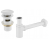 Mexen round half basin trap with click-clack plug, with overflow, white - 7992050-20