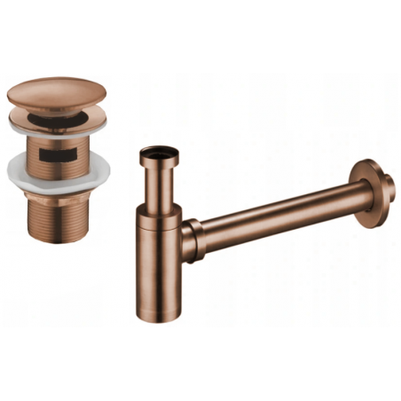 Mexen round washbasin semi-siphon with click-clack stopper, with overflow, rose gold - 7992050-60