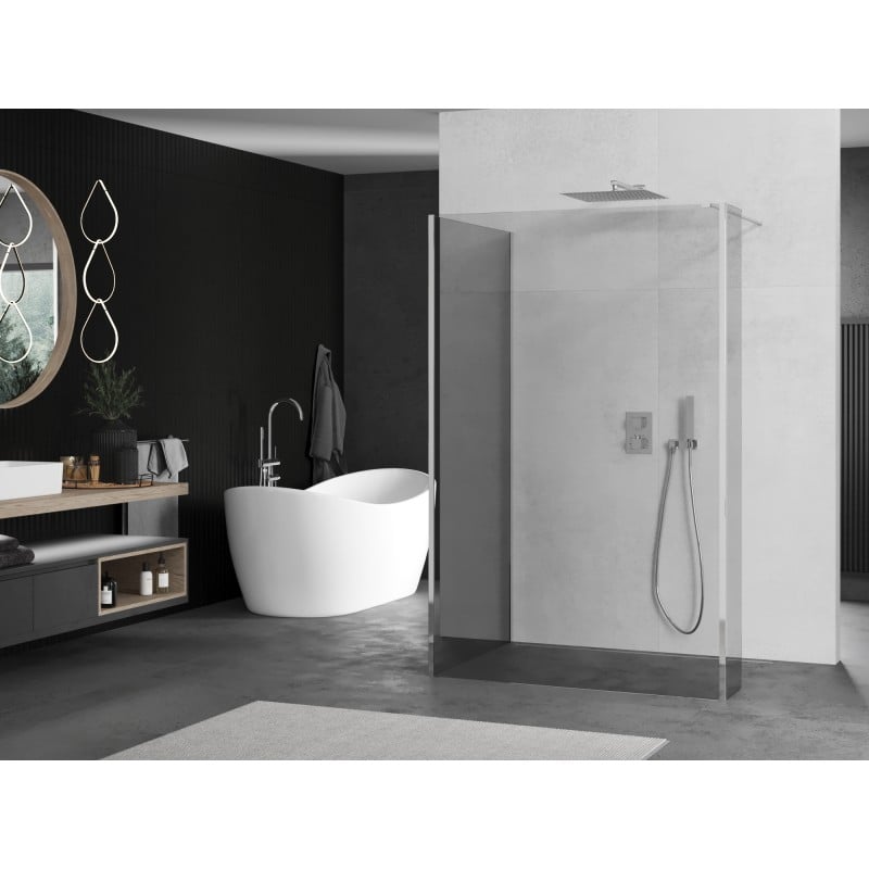 Mexen Kioto Walk-in Shower Wall 140 x 85 x 30 cm, Transparent, Chrome - 800-140-085-221-01-00-030