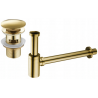 Mexen round washbasin half-siphon with click-clack plug, with overflow, gold - 7992050-50