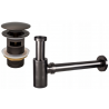 Mexen round sink semi-siphon with click-clack plug, with overflow, brushed gun gray - 7992050-66