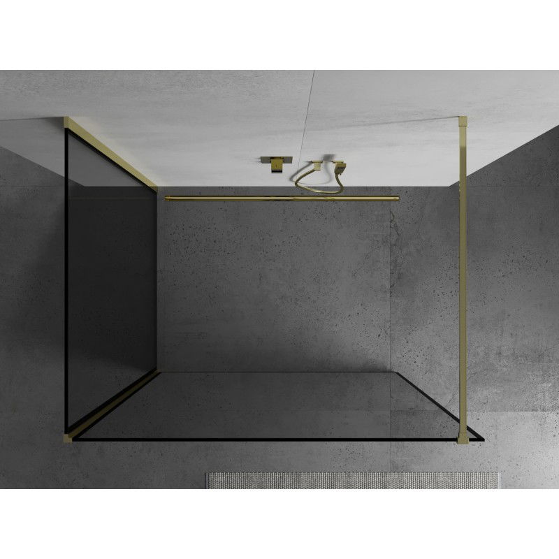 Mexen Kioto Walk-in Shower Wall 110 x 80 cm, Black Frame, Gold - 800-110-212-50-70-080