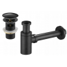 Mexen round basin half siphon with click-clack stopper, with overflow, black - 7992050-70