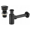 Mexen round basin semi-siphon with click-clack plug, with overflow, black - 7992050-70