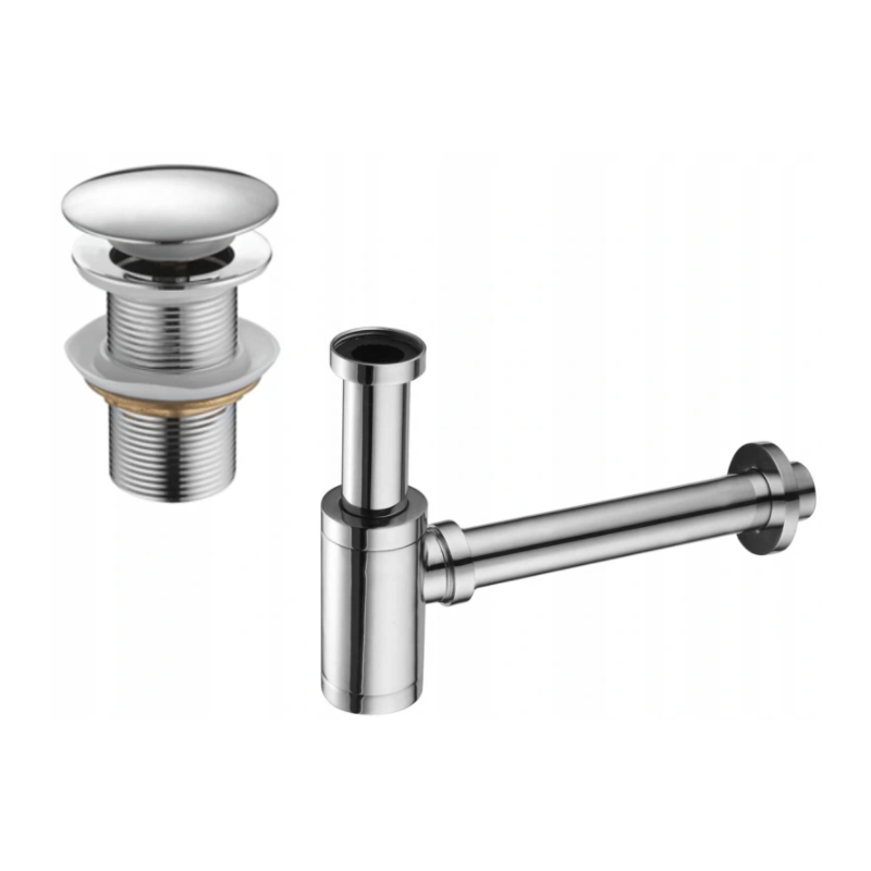 Mexen round washbasin half-siphon with click-clack plug, without overflow, chrome - 7991050-00
